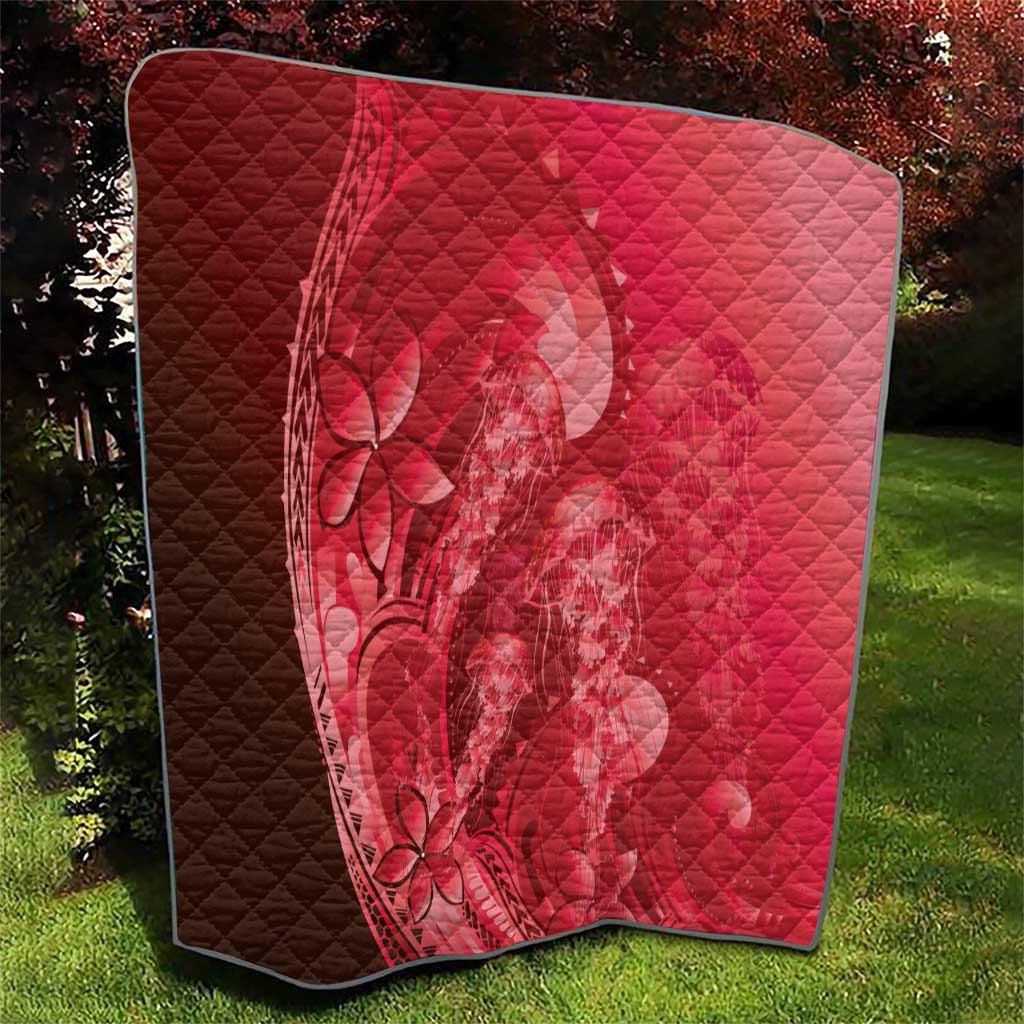Red Gradient Polynesia Jellyfish Quilt Plumeria Polynesian Tattoo Glowing Vibes LT14 - Polynesian Pride