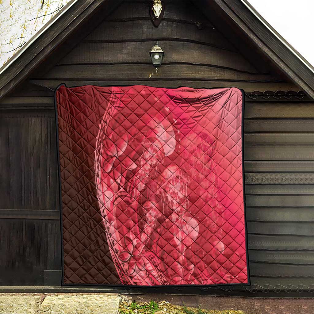 Red Gradient Polynesia Jellyfish Quilt Plumeria Polynesian Tattoo Glowing Vibes LT14 - Polynesian Pride