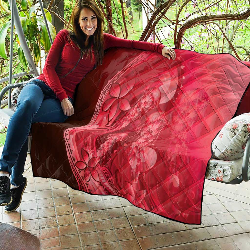 Red Gradient Polynesia Jellyfish Quilt Plumeria Polynesian Tattoo Glowing Vibes LT14 - Polynesian Pride
