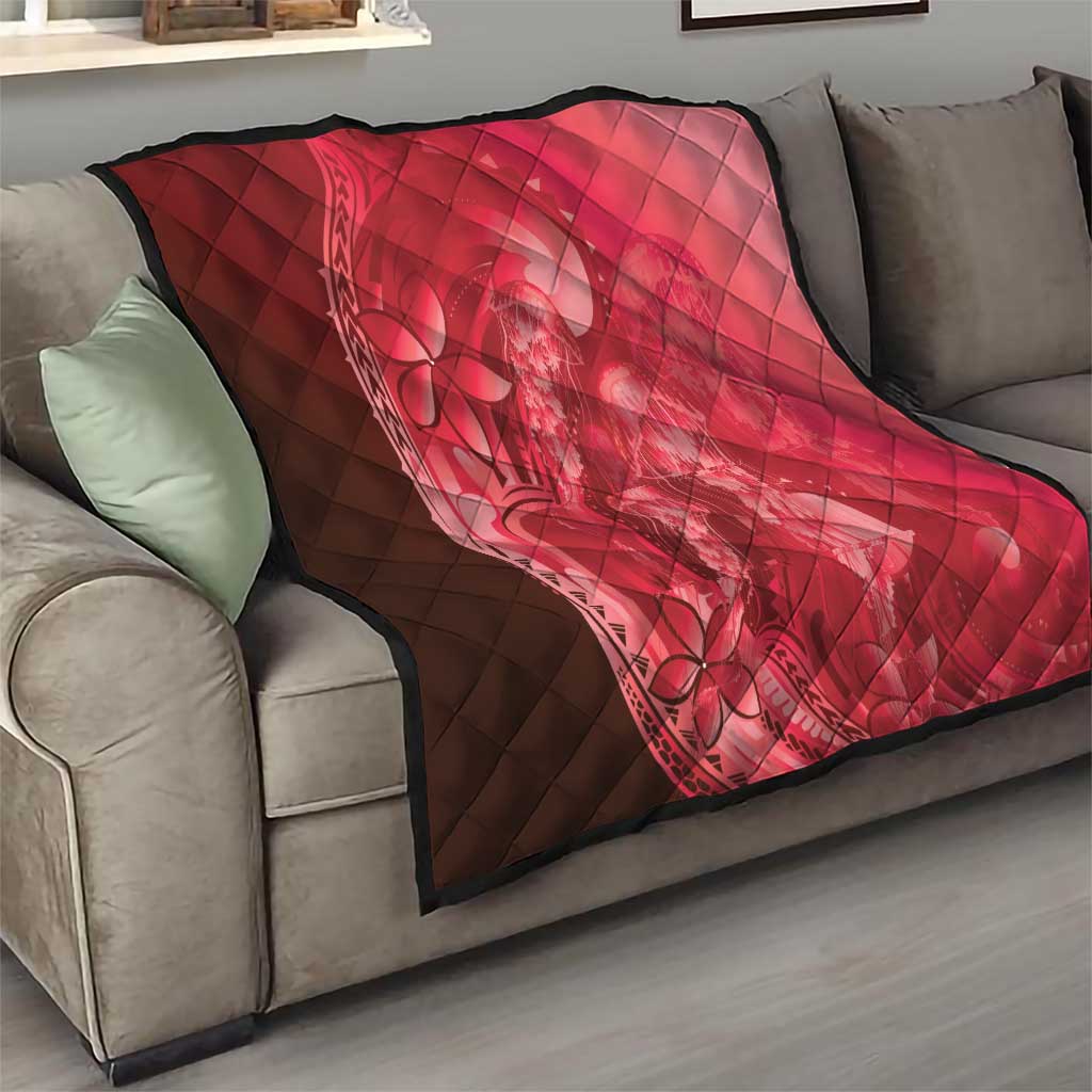 Red Gradient Polynesia Jellyfish Quilt Plumeria Polynesian Tattoo Glowing Vibes LT14 - Polynesian Pride