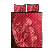 Red Gradient Polynesia Jellyfish Quilt Bed Set Plumeria Polynesian Tattoo Glowing Vibes LT14 - Polynesian Pride