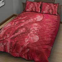 Red Gradient Polynesia Jellyfish Quilt Bed Set Plumeria Polynesian Tattoo Glowing Vibes LT14 - Polynesian Pride