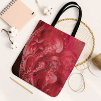 Red Gradient Polynesia Jellyfish Tote Bag Plumeria Polynesian Tattoo Glowing Vibes LT14 Black Strap One Size Red - Polynesian Pride