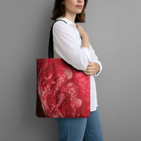 Red Gradient Polynesia Jellyfish Tote Bag Plumeria Polynesian Tattoo Glowing Vibes LT14 - Polynesian Pride