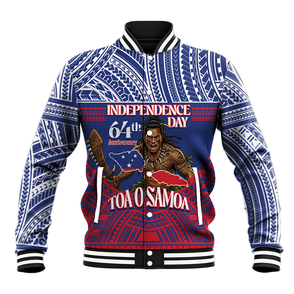 Personalised Samoa Independence Day Baseball Jacket 64th Anniversary Toa O Samoa LT14 Unisex Blue - Polynesian Pride
