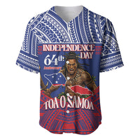 Personalised Samoa Independence Day Baseball Jersey 64th Anniversary Toa O Samoa LT14 Blue - Polynesian Pride