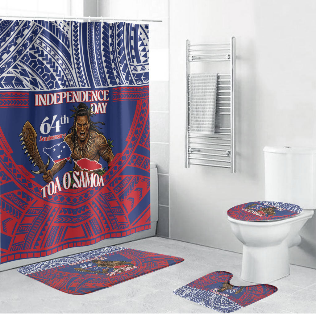 Samoa Independence Day Bathroom Set 64th Anniversary Toa O Samoa LT14 Bathroom Set (4 pcs) Blue - Polynesian Pride