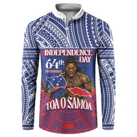 Personalised Samoa Independence Day Button Sweatshirt 64th Anniversary Toa O Samoa LT14 Blue - Polynesian Pride