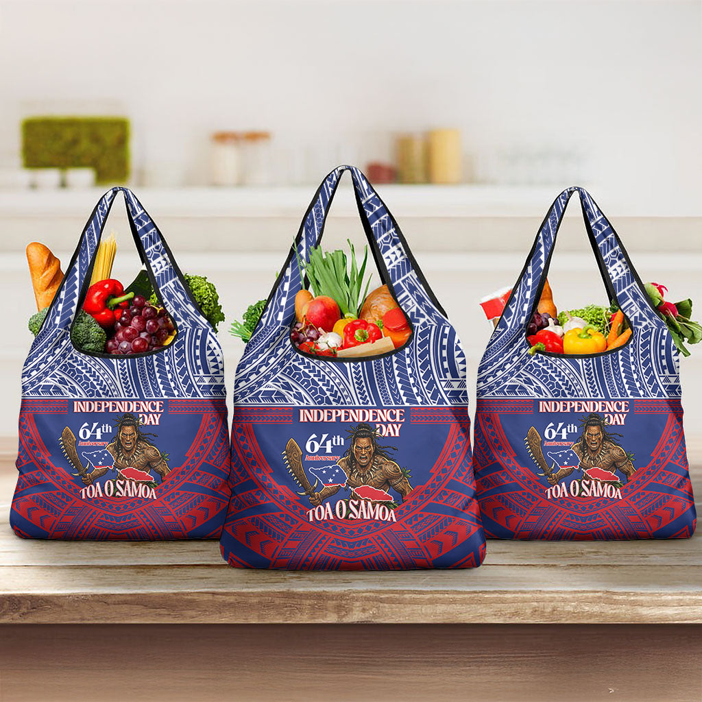 Samoa Independence Day Grocery Bag 64th Anniversary Toa O Samoa LT14 3-pack One Size Blue - Polynesian Pride