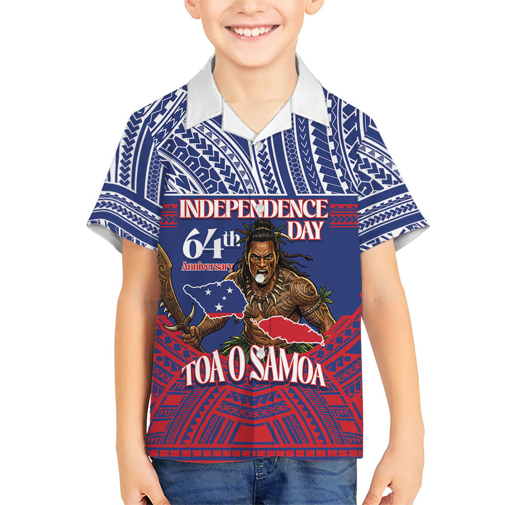 Personalised Samoa Independence Day Kid Hawaiian Shirt 64th Anniversary Toa O Samoa LT14 Kid Blue - Polynesian Pride