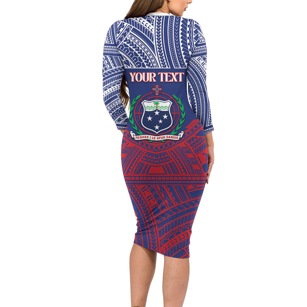Personalised Samoa Independence Day Long Sleeve Bodycon Dress 64th Anniversary Toa O Samoa LT14 - Polynesian Pride