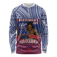 Personalised Samoa Independence Day Long Sleeve Shirt 64th Anniversary Toa O Samoa LT14 Unisex Blue - Polynesian Pride