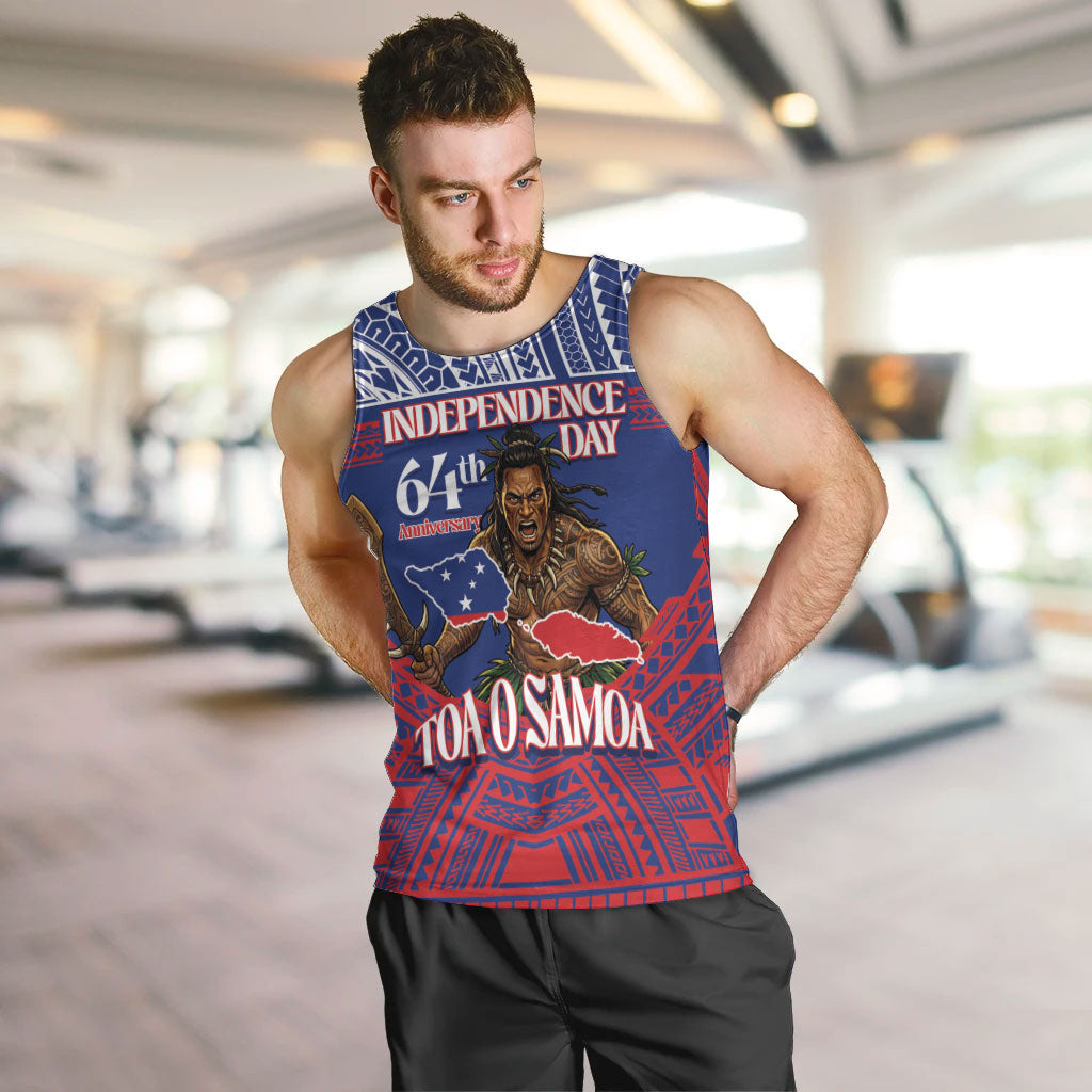 Personalised Samoa Independence Day Men Tank Top 64th Anniversary Toa O Samoa LT14 Blue - Polynesian Pride