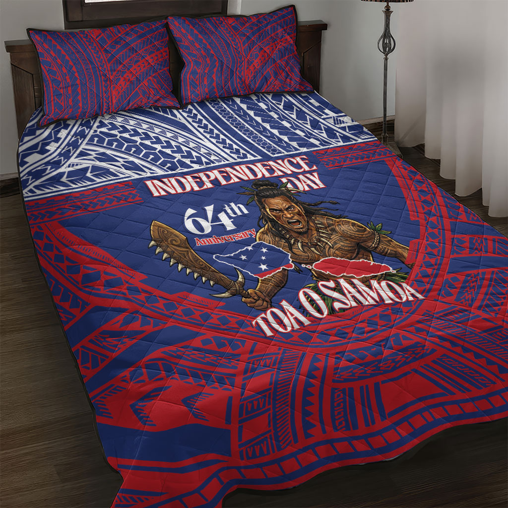Samoa Independence Day Quilt Bed Set 64th Anniversary Toa O Samoa LT14 Blue - Polynesian Pride