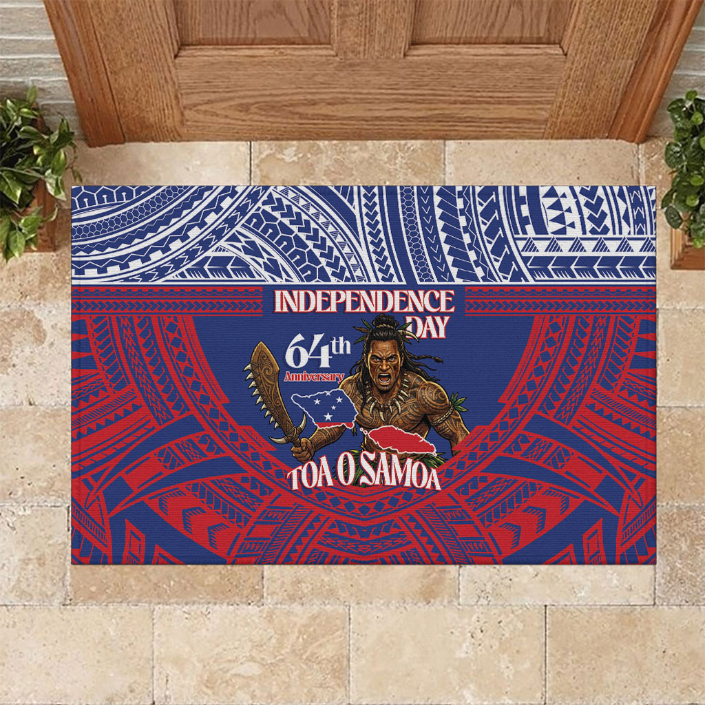 Samoa Independence Day Rubber Doormat 64th Anniversary Toa O Samoa LT14 Blue - Polynesian Pride