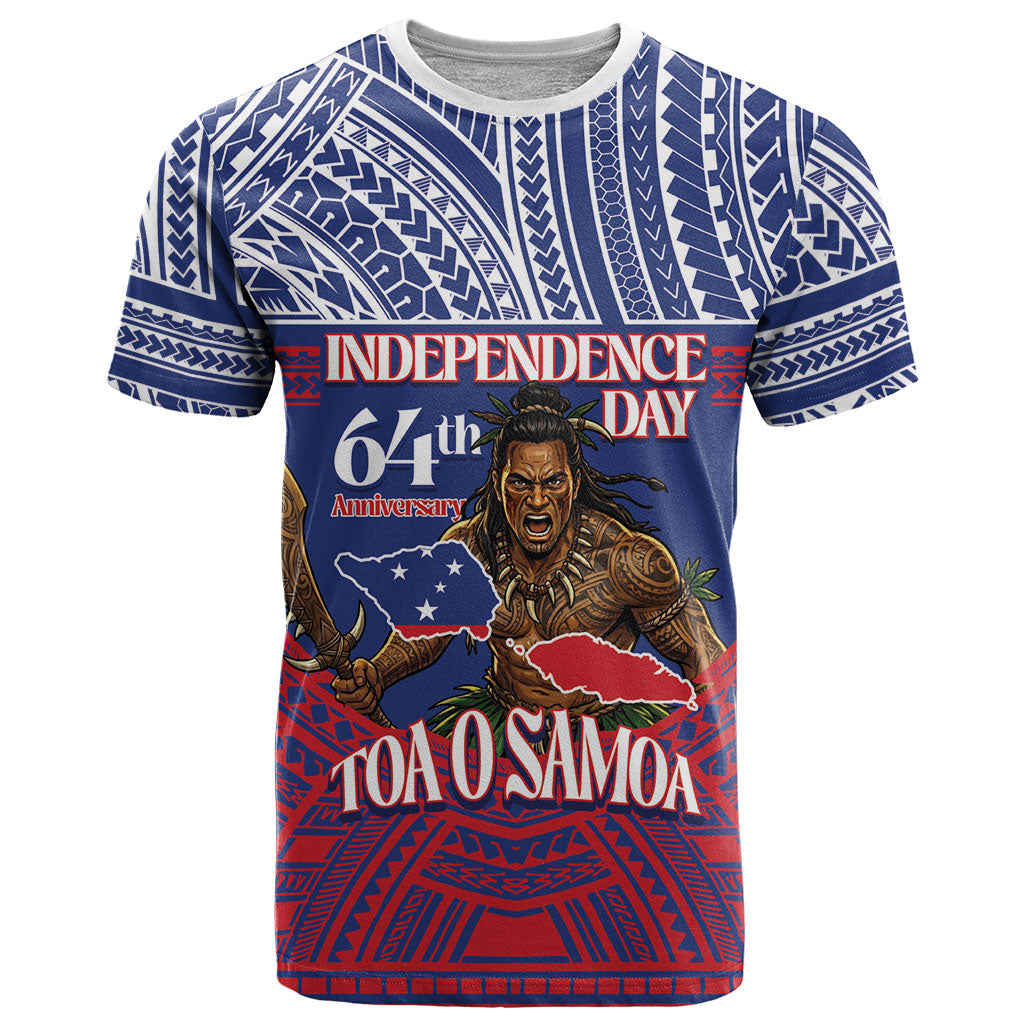 Personalised Samoa Independence Day T Shirt 64th Anniversary Toa O Samoa LT14 Blue - Polynesian Pride