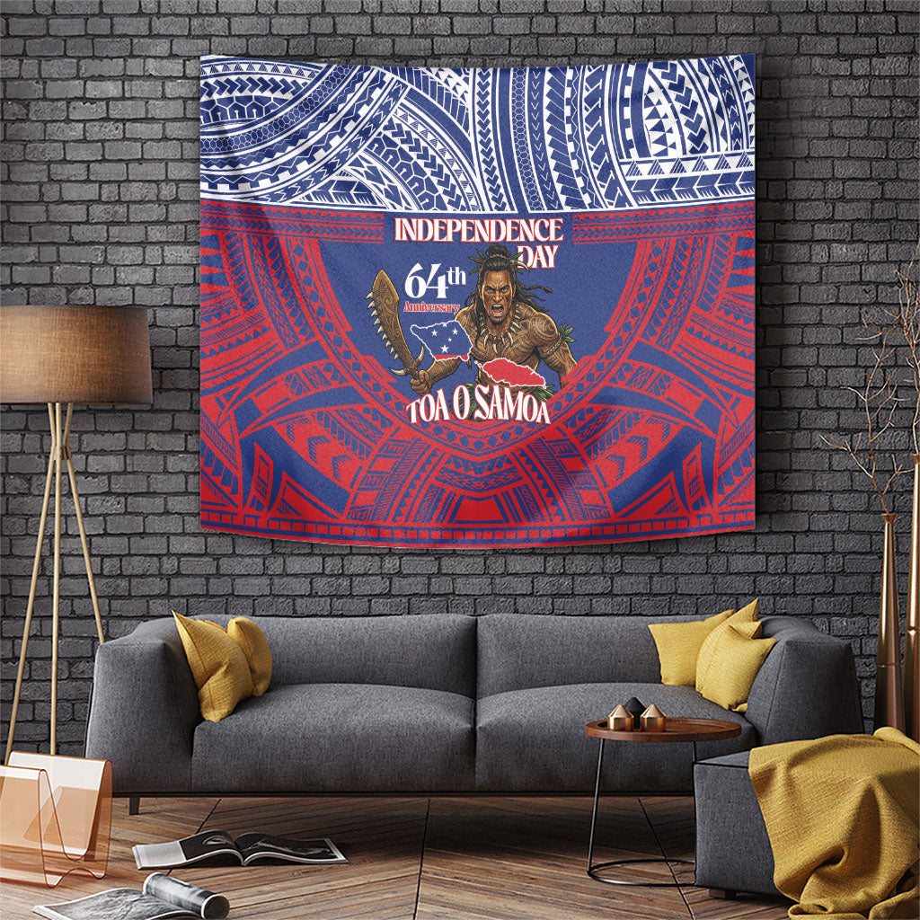Samoa Independence Day Tapestry 64th Anniversary Toa O Samoa LT14 Blue - Polynesian Pride