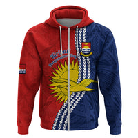 Custom Kiribati Independence Day Hoodie Happy 44th Anniversary Hibiscus Polynesian LT14 Zip Hoodie Red - Polynesian Pride