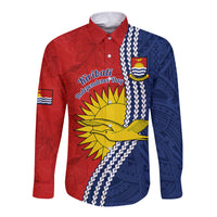 Personalised Kiribati Independence Day Long Sleeve Button Shirt Happy 44th Anniversary Hibiscus Polynesian LT14 Unisex Red - Polynesian Pride