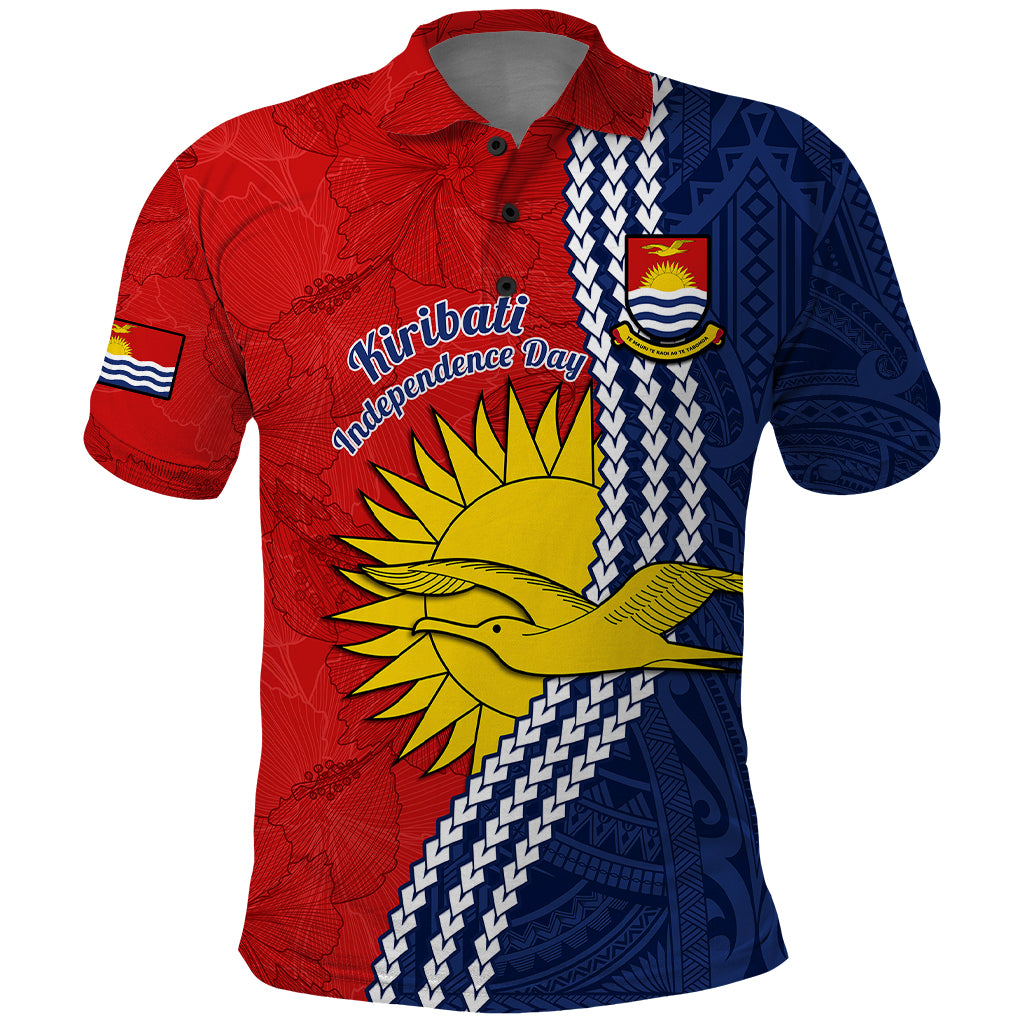 Custom Kiribati Independence Day Polo Shirt Happy 44th Anniversary Hibiscus Polynesian LT14 Red - Polynesian Pride
