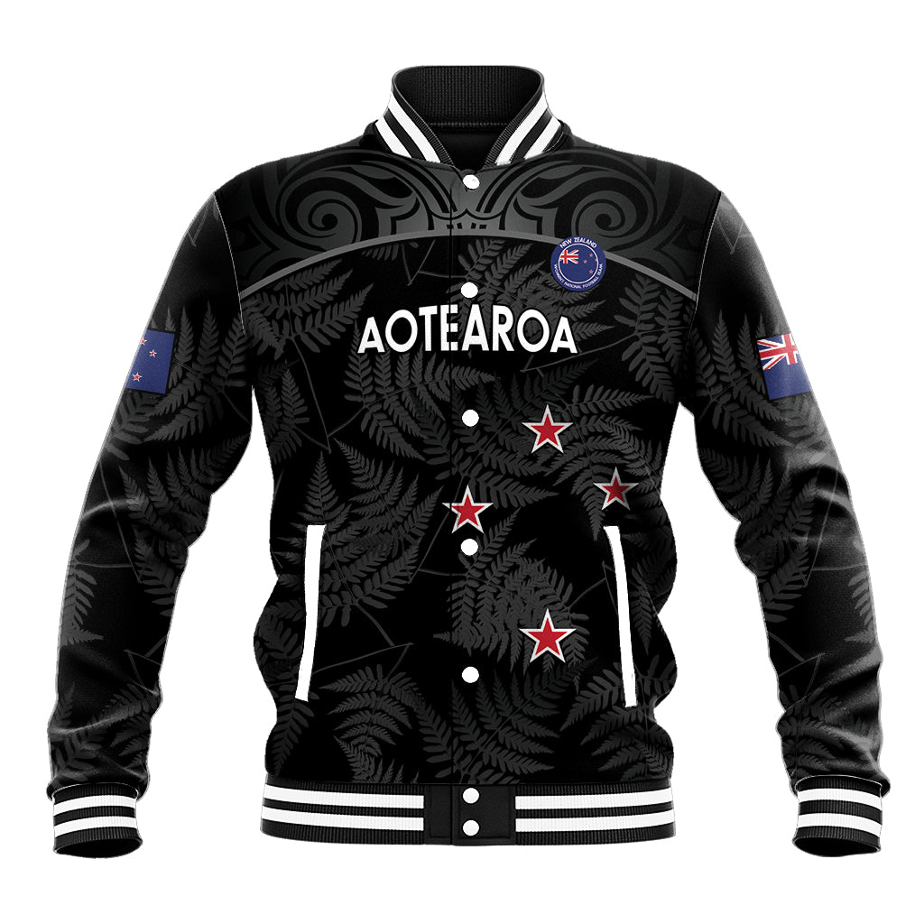 Custom New Zealand Silver Fern Football Baseball Jacket Summer 2024 Olympic Go Aotearoa LT14 Unisex Black - Polynesian Pride