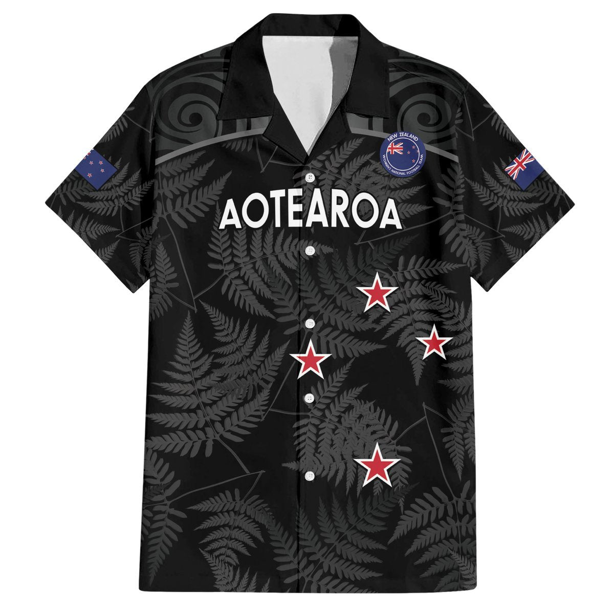 Custom New Zealand Silver Fern Football Hawaiian Shirt Summer 2024 Olympic Go Aotearoa LT14 Black - Polynesian Pride