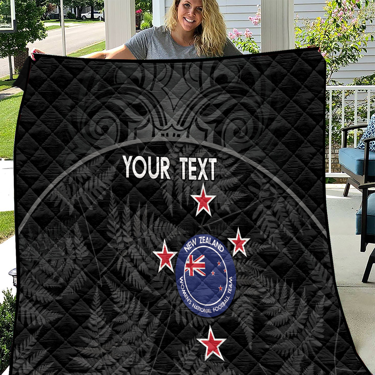Custom New Zealand Silver Fern Football Quilt Summer 2024 Olympic Go Aotearoa LT14 Black - Polynesian Pride