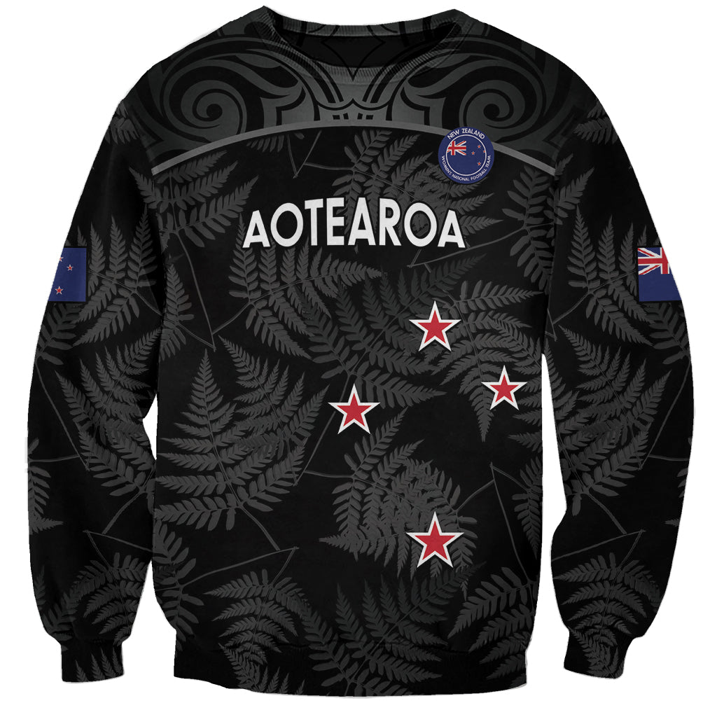 Custom New Zealand Silver Fern Football Sweatshirt Summer 2024 Olympic Go Aotearoa LT14 Unisex Black - Polynesian Pride
