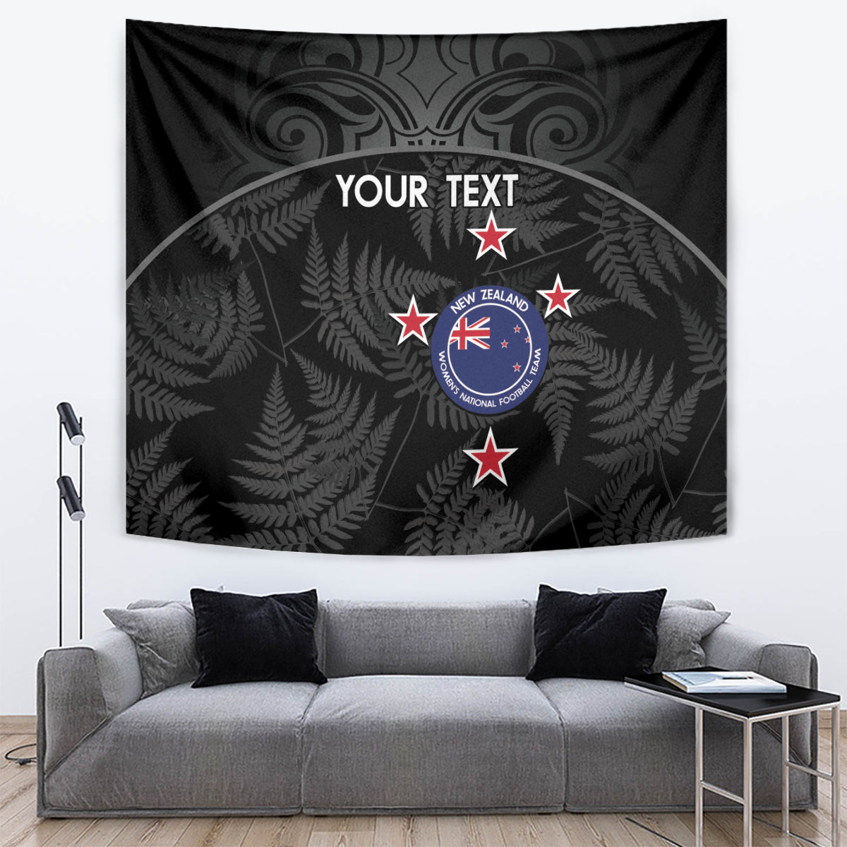 Custom New Zealand Silver Fern Football Tapestry Summer 2024 Olympic Go Aotearoa LT14 Black - Polynesian Pride