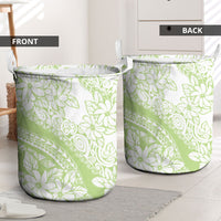 Polynesian Tiare Flower Sage Green Pastel Laundry Basket LT14 - Polynesian Pride
