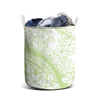 Polynesian Tiare Flower Sage Green Pastel Laundry Basket LT14 - Polynesian Pride