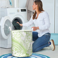 Polynesian Tiare Flower Sage Green Pastel Laundry Basket LT14 - Polynesian Pride