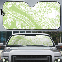 Polynesian Tiare Flower Sage Green Pastel Auto Sun Shade LT14 Sage Green - Polynesian Pride