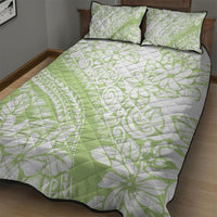 Polynesian Tiare Flower Sage Green Pastel Quilt Bed Set LT14 - Polynesian Pride