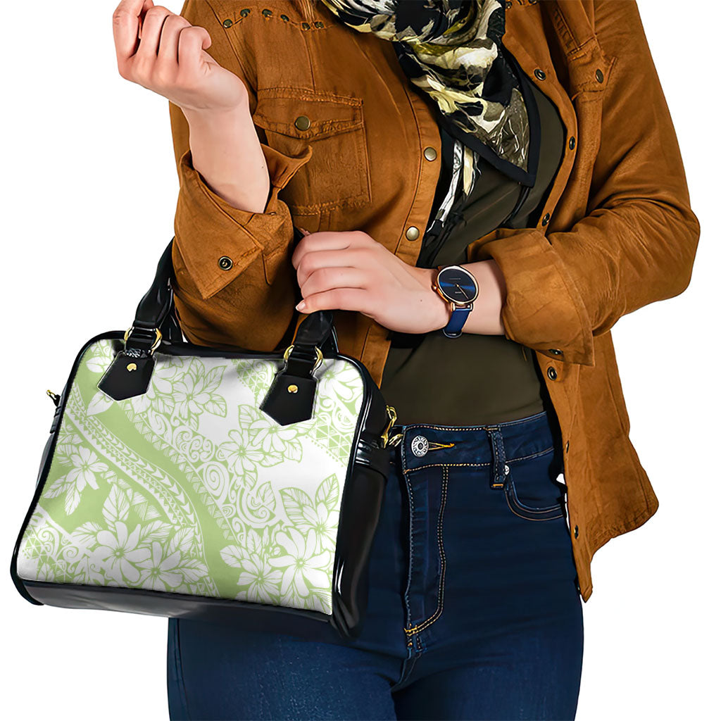 Polynesian Tiare Flower Sage Green Pastel Shoulder Handbag LT14 - Polynesian Pride