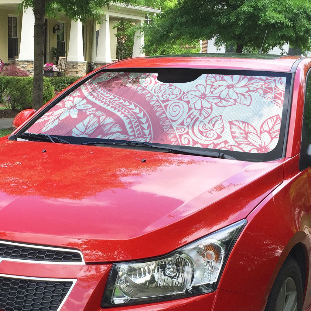 Polynesian Tiare Flower Pink Pastel Vibes Auto Sun Shade LT14 - Polynesian Pride