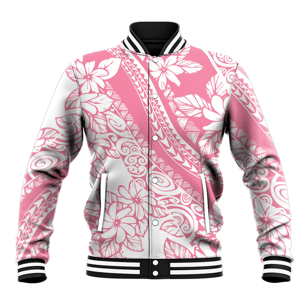 Polynesian Tiare Flower Pink Pastel Vibes Baseball Jacket LT14 Unisex Pink - Polynesian Pride
