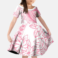 Polynesian Tiare Flower Pink Pastel Vibes Kid Short Sleeve Dress LT14 KID Pink - Polynesian Pride