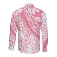 Polynesian Tiare Flower Pink Pastel Vibes Long Sleeve Button Shirt LT14 - Polynesian Pride