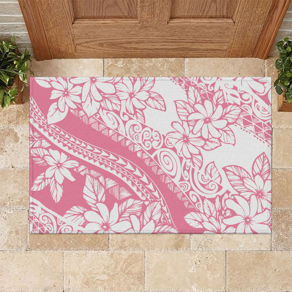 Polynesian Tiare Flower Pink Pastel Vibes Rubber Doormat LT14 Pink - Polynesian Pride