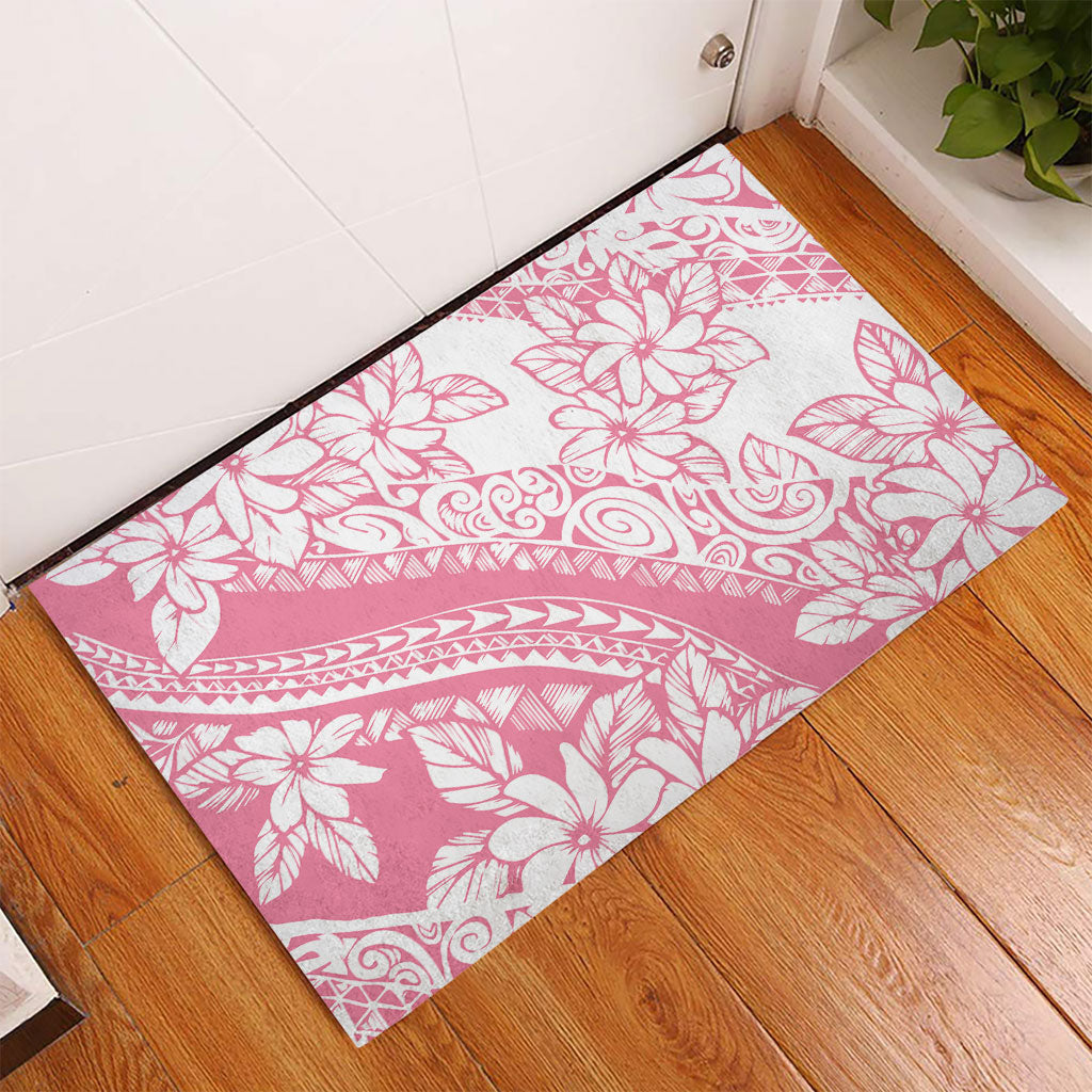 Polynesian Tiare Flower Pink Pastel Vibes Rubber Doormat LT14 - Polynesian Pride