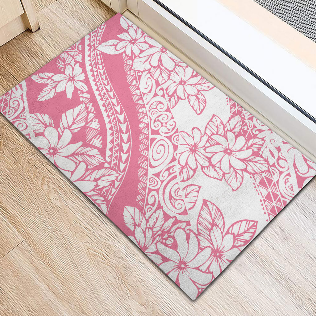 Polynesian Tiare Flower Pink Pastel Vibes Rubber Doormat LT14 - Polynesian Pride