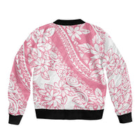 Polynesian Tiare Flower Pink Pastel Vibes Sleeve Zip Bomber Jacket LT14 - Polynesian Pride