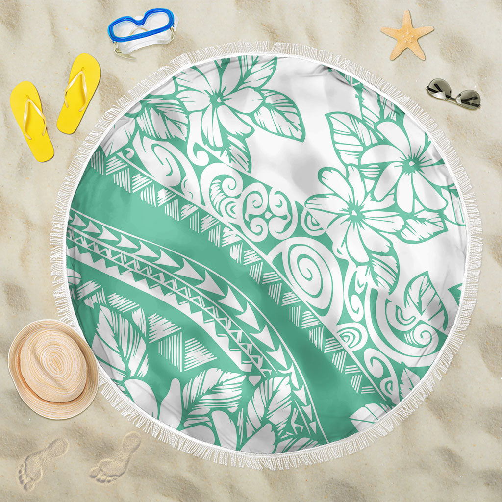 Polynesian Tiare Flower Cyan Pastel Vibes Beach Blanket LT14 One Size 150cm Cyan - Polynesian Pride