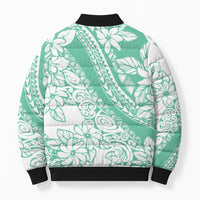 Polynesian Tiare Flower Cyan Pastel Vibes Bomber Puffer Jacket LT14 - Polynesian Pride