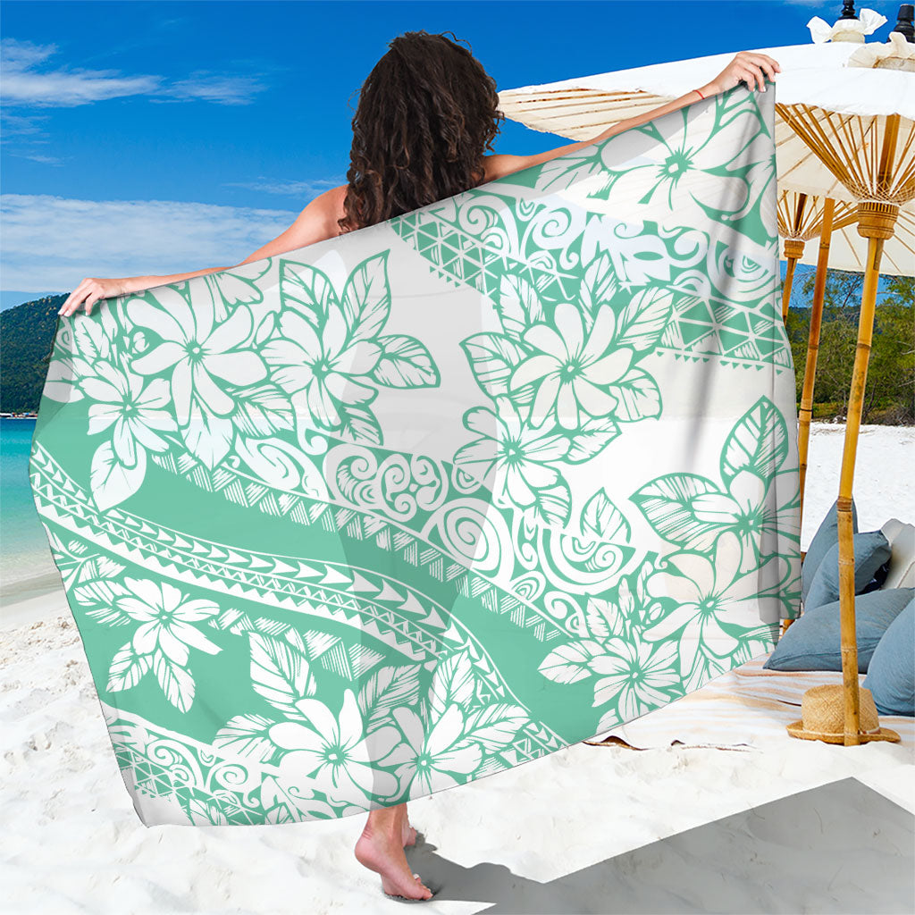 Polynesian Tiare Flower Cyan Pastel Vibes Sarong LT14 One Size 44 x 66 inches Cyan - Polynesian Pride