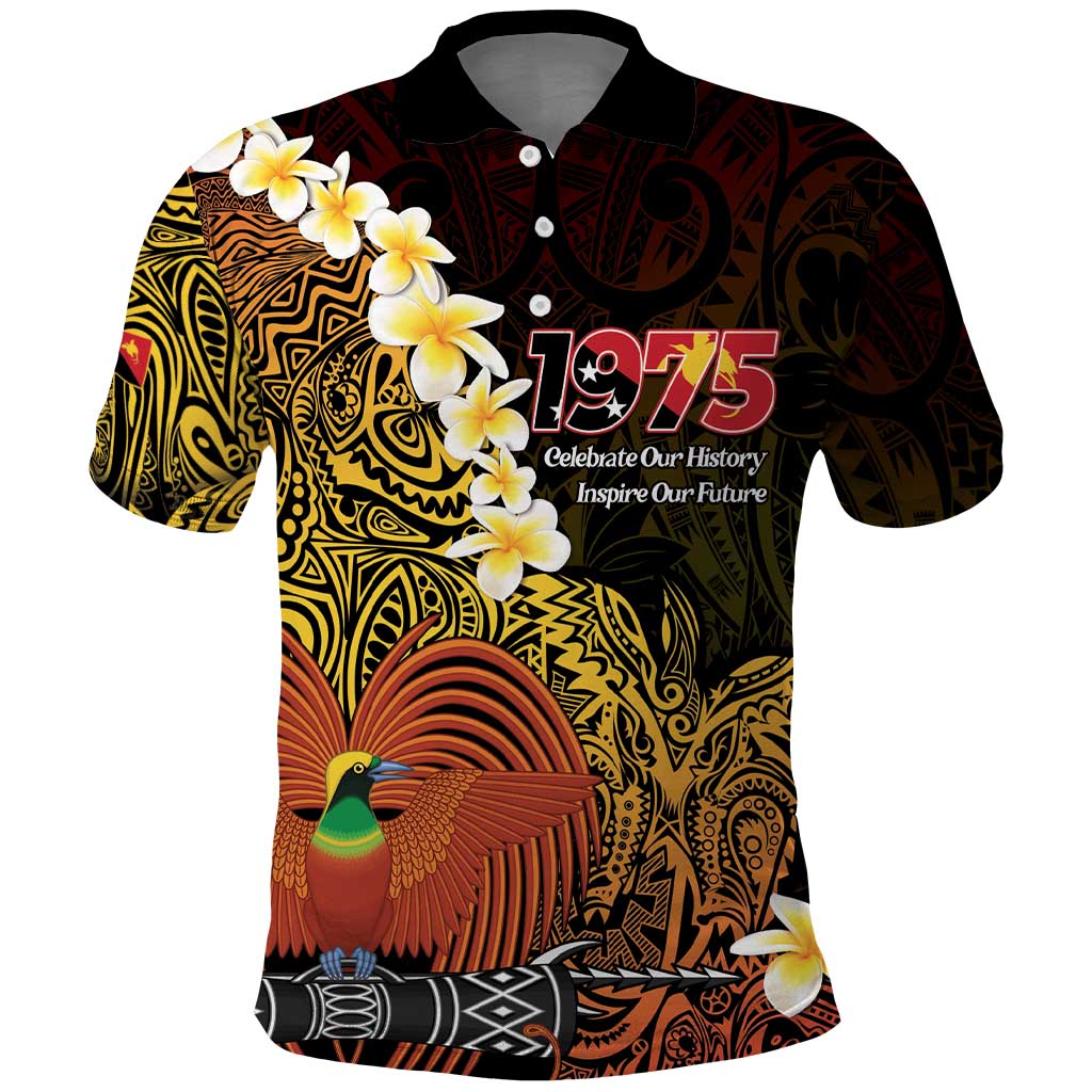 Papua New Guinea 1975 Polo Shirt Create Our History Inspire Our Future LT14 Black - Polynesian Pride