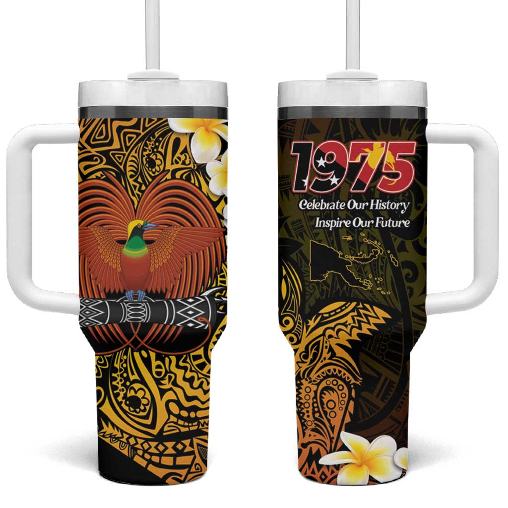 Papua New Guinea 1975 Tumbler With Handle Create Our History Inspire Our Future LT14 One Size: 40 oz Black - Polynesian Pride