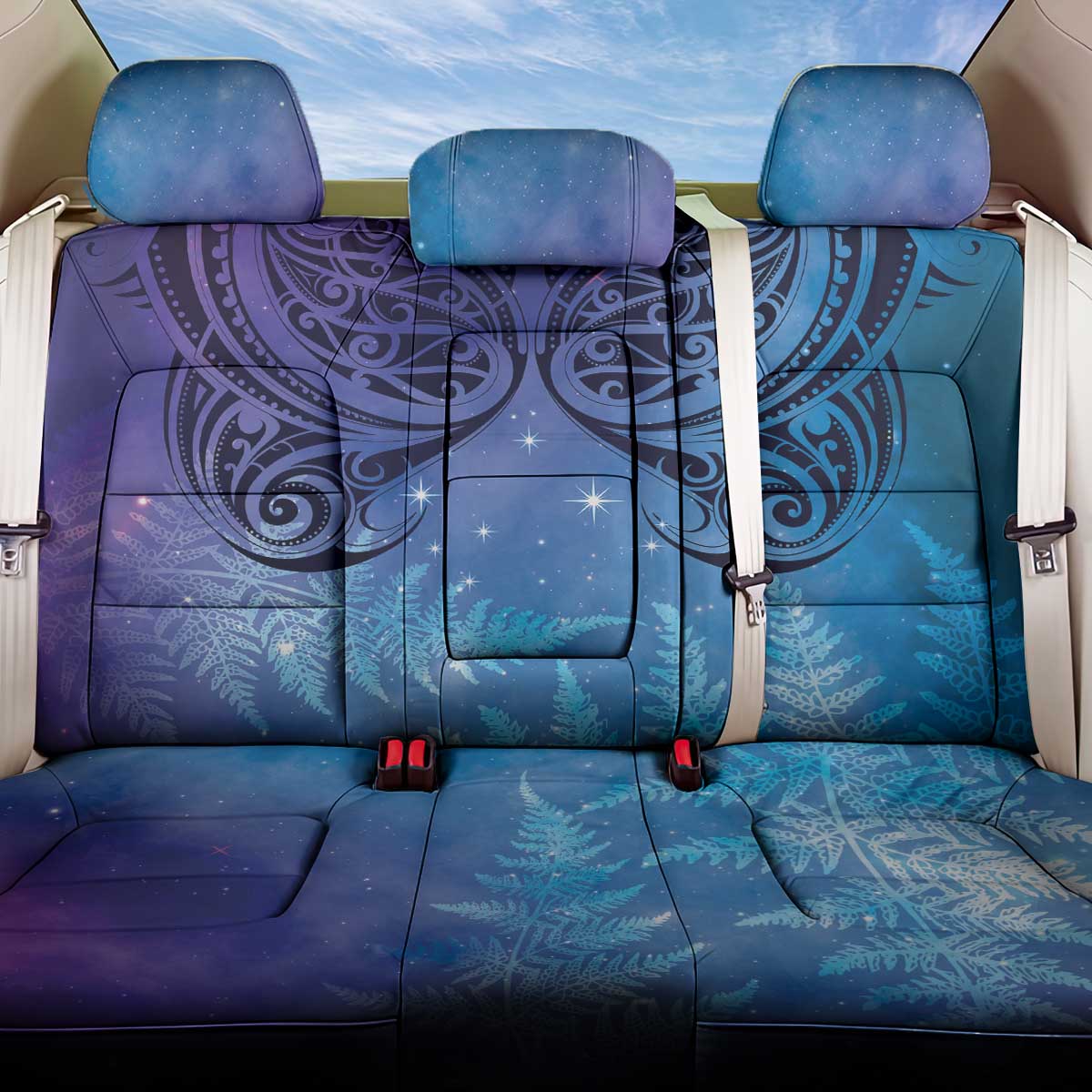 New Zealand Matariki Back Car Seat Cover Aotearoa Maori New Year Galaxy Maori Silver Fern