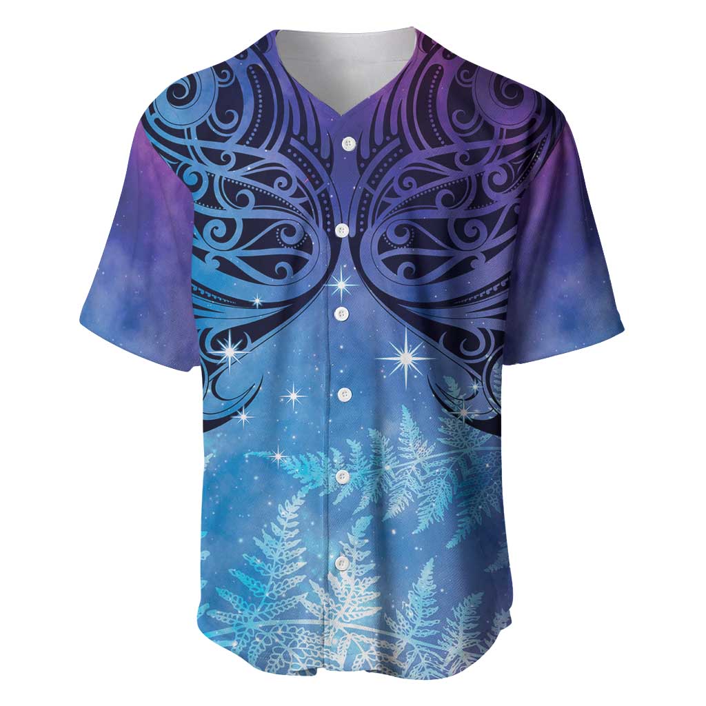 New Zealand Matariki Baseball Jersey Aotearoa Maori New Year Galaxy Maori Silver Fern LT14 Blue - Polynesian Pride